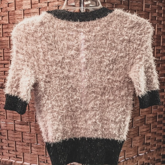 Light Pink Fuzzy Crop Cardigan - Picture 2 of 4